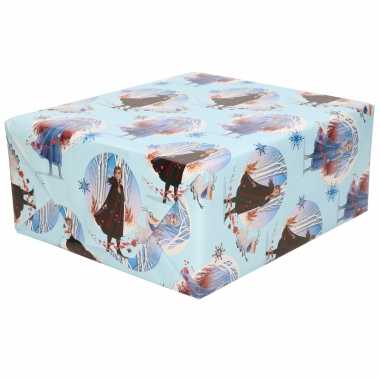 1x rollen inpakpapier / cadeaupapier disney frozen blauw 200 x 70 cm