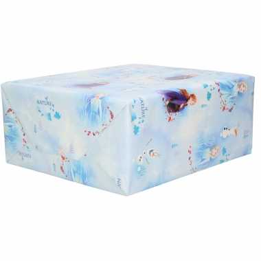 1x rollen inpakpapier/cadeaupapier disney frozen elza/olaf/anna blauw 200 x 70 cm