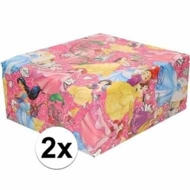 2x disney inpakpapier/cadeaupapier princess roze 200 x 70 cm rol