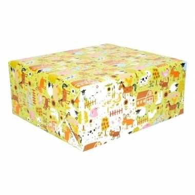 2x inpakpapier kinder verjaardag met boerderij thema 200 x 70