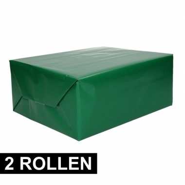 2x rollen inpakpapier groen 200 x 70 cm op rol