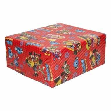 Inpakpapier/cadeaupapier disney mickey mouse 200 x 70 cm rood