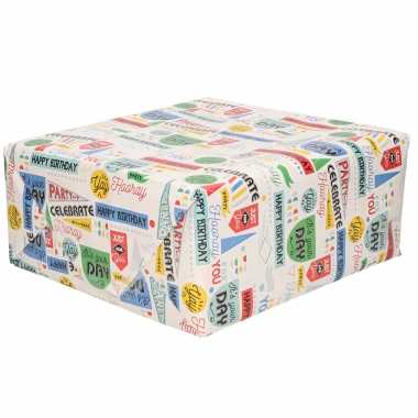 Inpakpapier/cadeaupapier retro tekst design 200 x 70 cm op rol