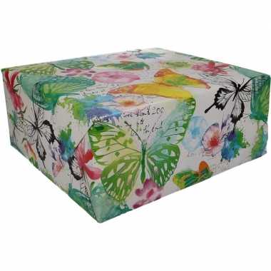 Inpakpapier met vlinders motief 200 x 70 cm op rol type 8
