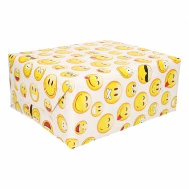 Inpakpapier wit emoji 200 x 70 cm op rol