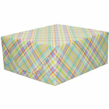 Rollen inpakpapier/cadeaupapier gekleurde ruiten zigzag print 200 x 7