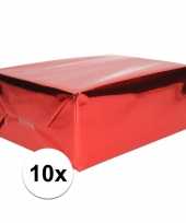 10x inpakpapier cadeaupapier rood metallic 400 x 50 cm op rol