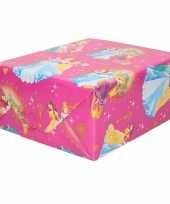 1x inpakpapier cadeaupapier disney prinsessen knalroze 200x70 cm op rol