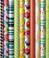 1x inpakpapier cadeaupapier geel met kasjmier paisley motief 200 x 70 cm rol