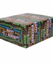1x inpakpapier cadeaupapier happy birthday tekst 200 x 70 cm rol
