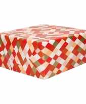 1x inpakpapier cadeaupapier roze rood goud ruiten motief 200 x 70 cm rol