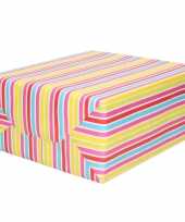 1x rol inpakpapier cadeaupapier gekleurde streepjes design 200 x 70 cm