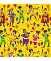 1x rollen inpakpapier cadeaupapier club van sinterklaas geel 200 x 70 cm
