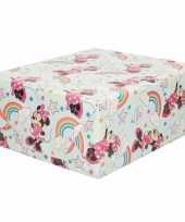 1x rollen inpakpapier cadeaupapier disney minnie mouse met regenbogen 200 x 70 cm blauw