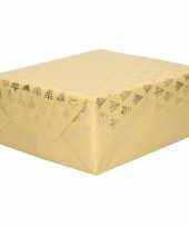 1x rollen kerst inpakpapier cadeaupapier beige gouden bomen 2 5 x 0 7 meter