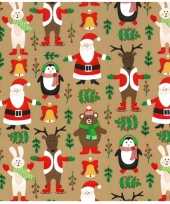 1x rollen kerst inpakpapier cadeaupapier bruin 2 5 x 0 7 meter