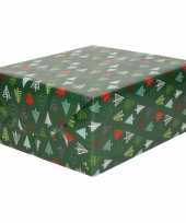 1x rollen kerst inpakpapier cadeaupapier donkergroen gekleurde bomen 2 5 x 0 7 meter