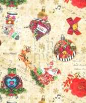 1x rollen kerst inpakpapier cadeaupapier kitsch beige gekleurd 2 5 x 0 7 meter