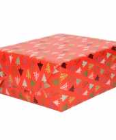 1x rollen kerst inpakpapier cadeaupapier rood gekleurde bomen 2 5 x 0 7 meter