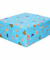 25x sinterklaas inpakpapier cadeaupapier lichtblauw 250 x 70 cm