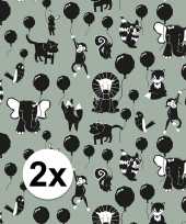2x inpakpapier cadeaupapier happy animals 200 x 70 cm