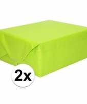 2x inpakpapier cadeaupapier lime groen kraftpapier 200 x 70 cm
