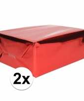 2x inpakpapier cadeaupapier rood metallic 400 x 50 cm op rol