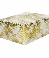 2x inpakpapier cadeaupapier wit goud palmbomen print 150 x 70 cm