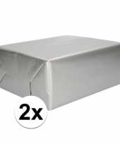 2x inpakpapier cadeaupapier zilver 200 x 70 cm op rol