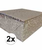 2x inpakpapier cadeaupapier zilver klassiek design 2x150 x 70 cm