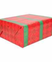2x kerst inpakpapier rood groen gestreept 200 x 70 cm rol