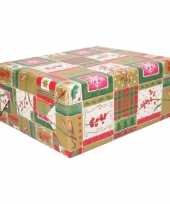 2x kerst inpakpapier rood groen goud 200 x 70 cm op rol