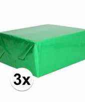 3x holografische groen metallic folie inpakpapier 70 x 150 cm
