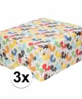 3x inpakpapier cadeaupapier disney mickey mouse 200 x 70 cm