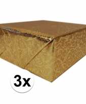 3x inpakpapier cadeaupapier goud klassiek design 150 x 70 cm
