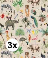 3x inpakpapier cadeaupapier jungle 200 x 70 cm