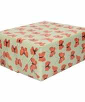 3x inpakpapier cadeaupapier vlinder 200 x 70 cm groen rood