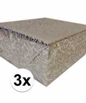 3x inpakpapier cadeaupapier zilver klassiek design 150 x 70 cm