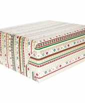 3x kerst inpakpapier wit met strepen dessin print 200 x 70 cm