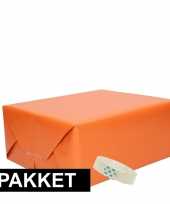 3x oranje kraft inpakpapier met rolletje plakband pakket 5