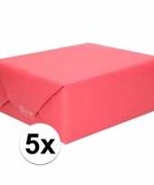 5x inpakpapier cadeaupapier rood kraftpapier 200 x 70 cm rollen