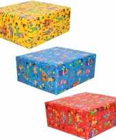 6x rollen inpakpapier cadeaupapier club van sinterklaas rood blauw geel 200 x 70 cm