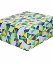 Inpakpapier cadeaupapier driehoeken blauw groen 200 x 70 cm rol