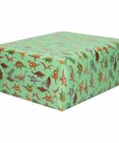 Inpakpapier cadeaupapier groen dinosaurussen 200 x 70 cm