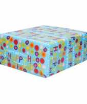 Inpakpapier cadeaupapier happy birtday gekleurde ballen design 200 x 70 cm op rol