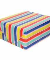 Inpakpapier cadeaupapier multi kleuren gestreept 200 x 70 cm rol