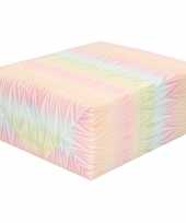 Inpakpapier cadeaupapier pastel vegen veertjes 200 x 70 cm rol