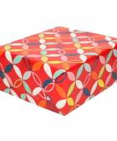 Inpakpapier cadeaupapier rood met cirkel patroon 200 x 70 cm