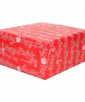 Inpakpapier cadeaupapier rood met happy birthday tekst print 200 x 70 cm op rol
