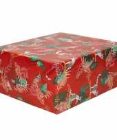 Inpakpapier cadeaupapier rood met ringstaartmaki design print 200 x 70 cm